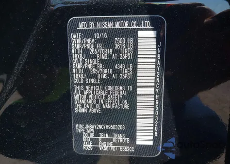 2017 Nissan Armada Sv from USA, damaged, VIN JN8AY2NC7H9503208